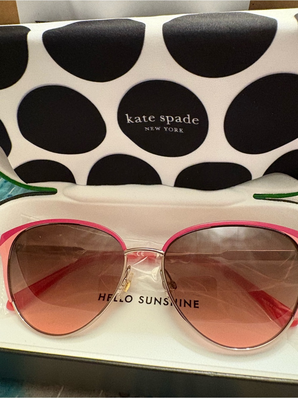 kate spade Pink Gradient Lens Sunglasses with Gold Bridge